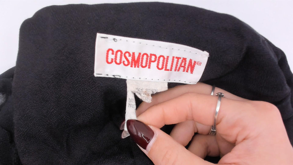 90s Cosmopolitan Black Midi Dress Collared V Neck Corset Lace Up Large L