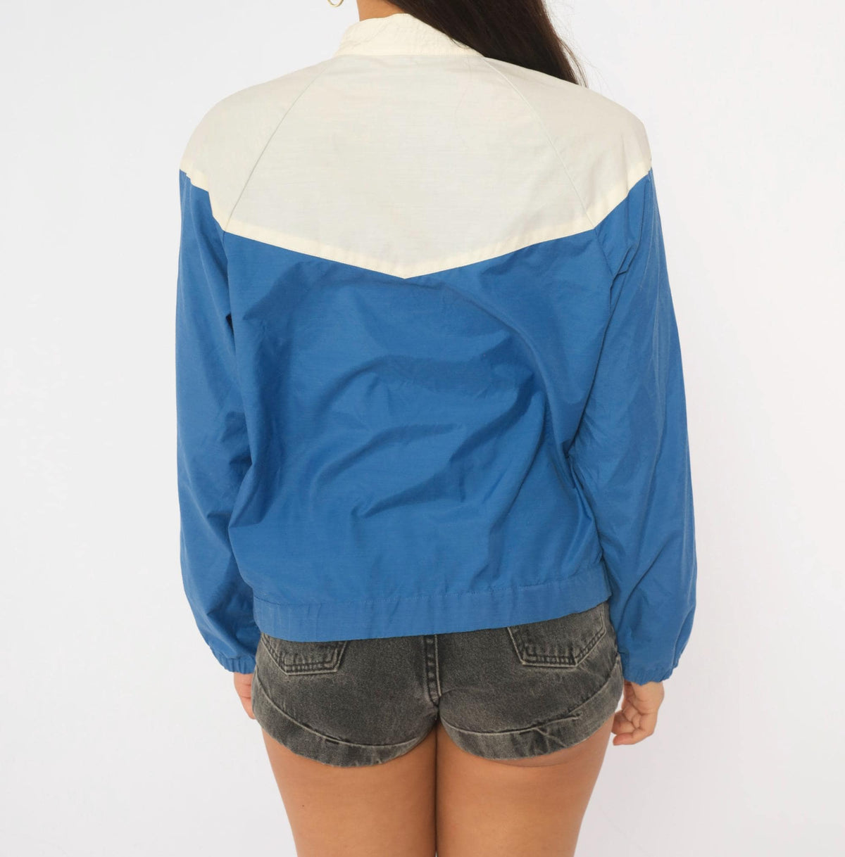 80s Forego Cobalt Windbreaker Color Block Bomber White Yoke Small