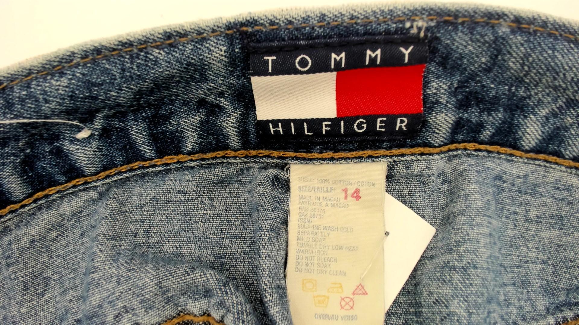 Tommy Hilfiger Y2K Denim Mini Skirt High Waist Blue Pencil Extra Large