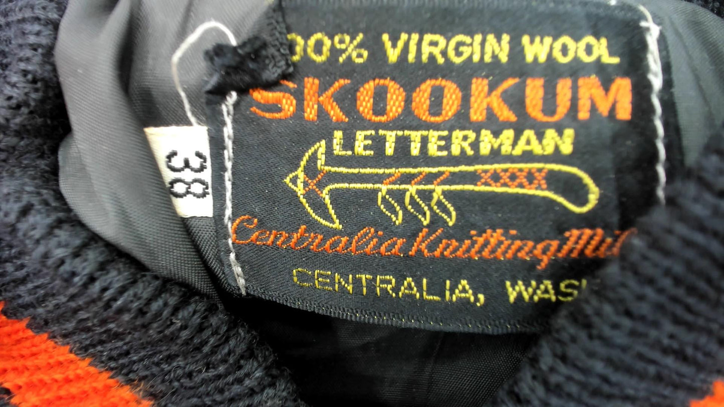 80s Terry Indians Varsity Letterman Jacket Wool Leather Small