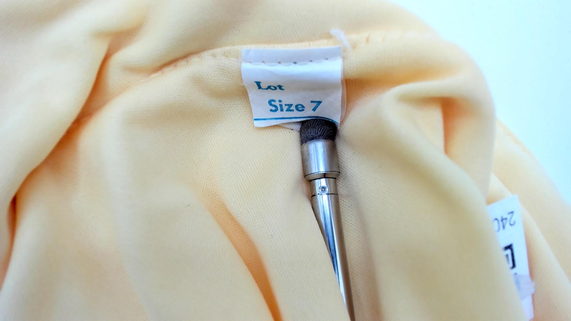 70s Union Made Pale Yellow Shirt Dress Midi Button Front Tie Belt Medium