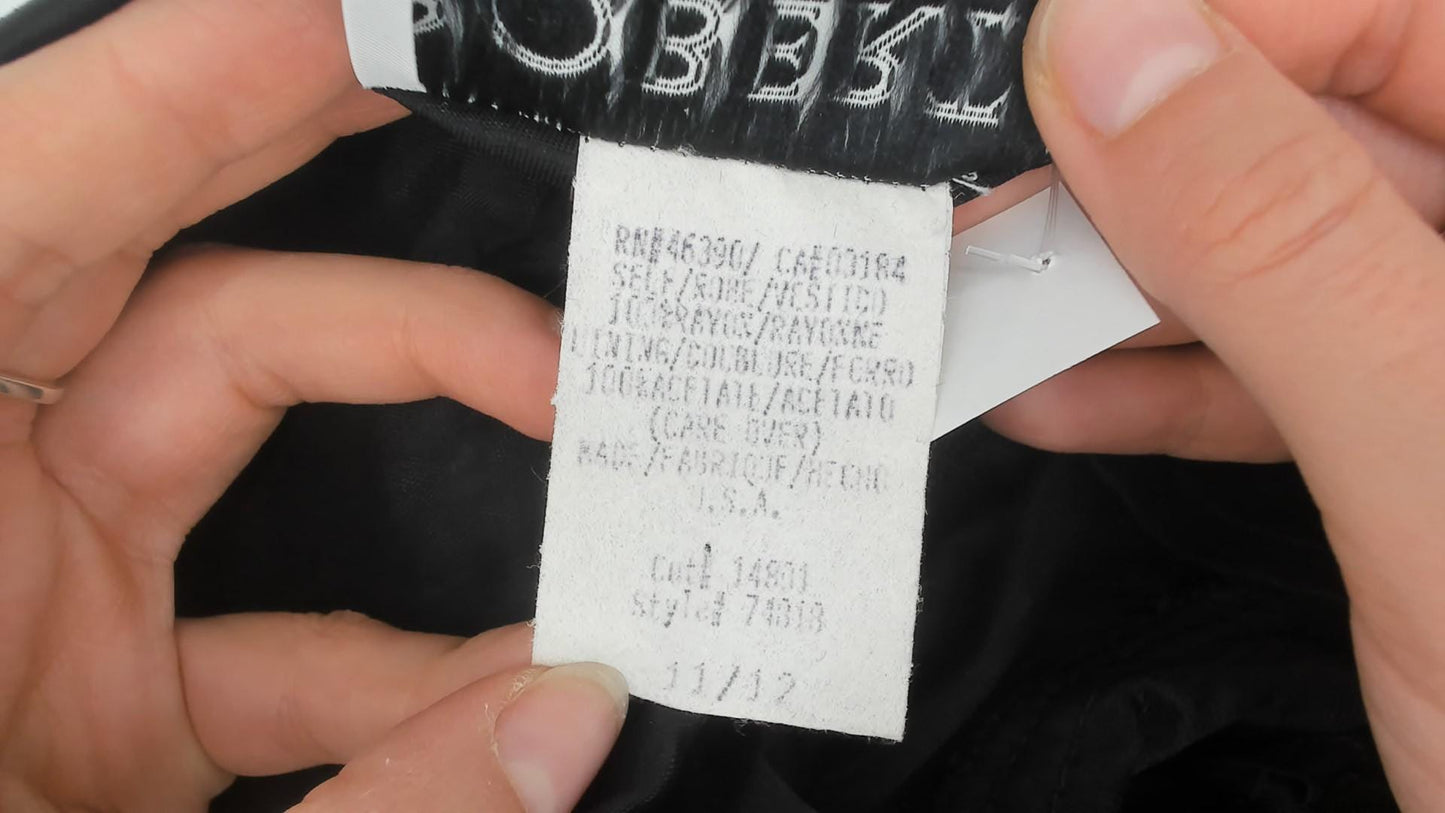 90s Roberta Black Velvet Maxi Gown Silver Embroidered Cross-Back Medium