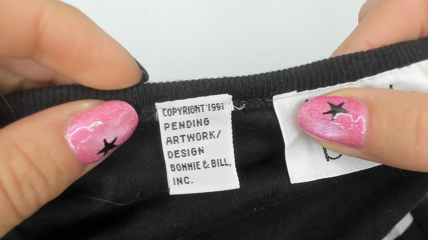 90s Bonnie and Bill Colorblock Sweatshirt Geometric Studs Black Blue Yellow Large