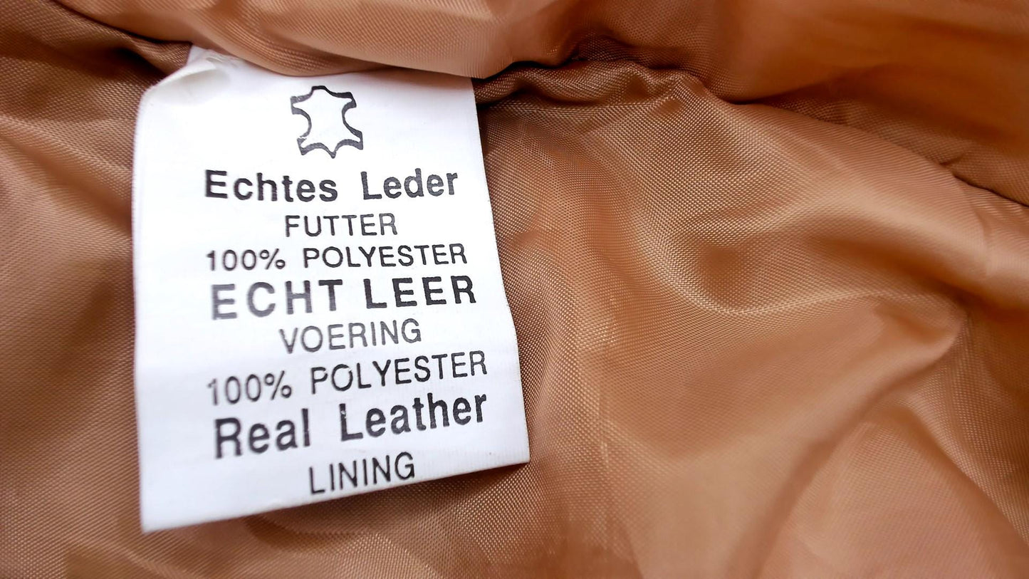 80s Camel Leather Blazer Button Front Patch Pockets Long Sleeve Large L