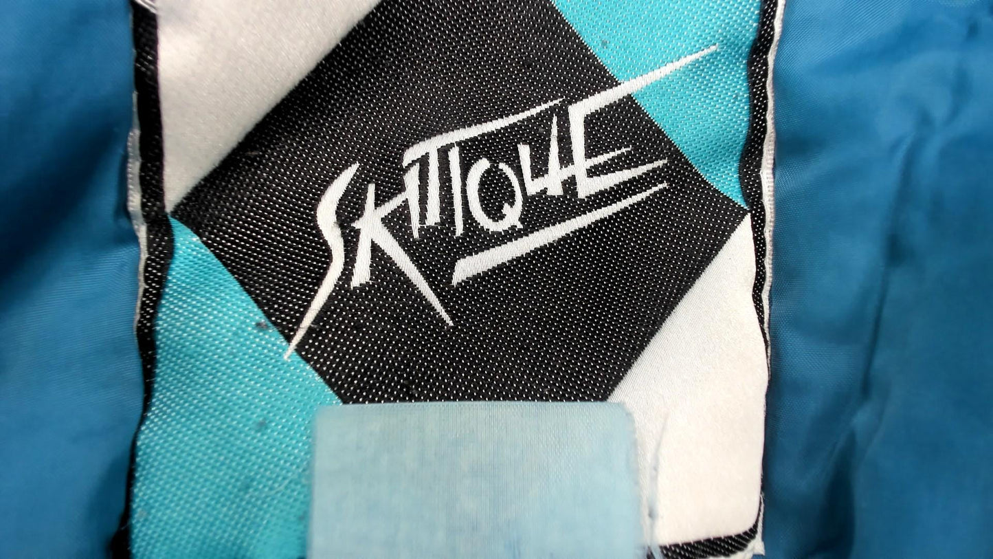 90s Skitique Colorblock Ski Jacket Light Blue Black Purple Hooded Puffer Medium