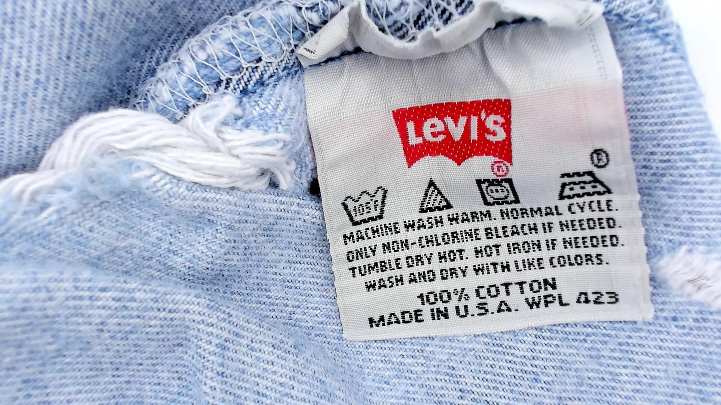 90s Levi's 501 Light Blue Distressed Denim Jeans Straight Leg 34