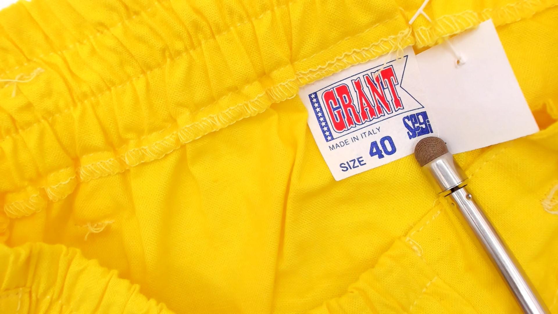 90s Video Grant Yellow Cotton Shorts High Waist A-Line Pockets Large L