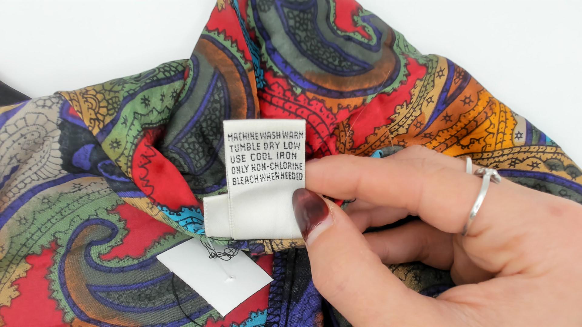 90s Nicola Paisley Wrap Blouse Multicolor Long Sleeve Large L