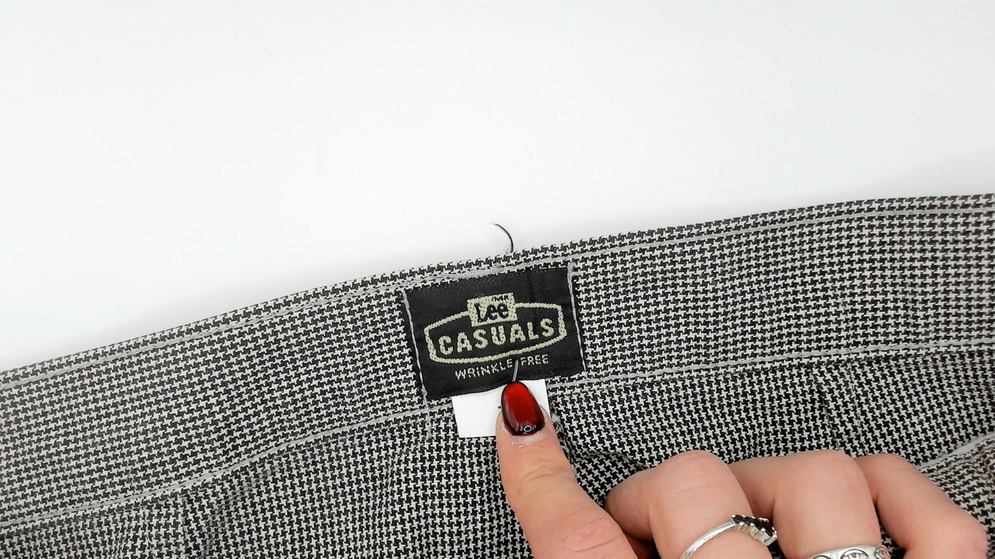80s Lee Casuals Gray Houndstooth High Waist Tapered Ankle Trousers 29