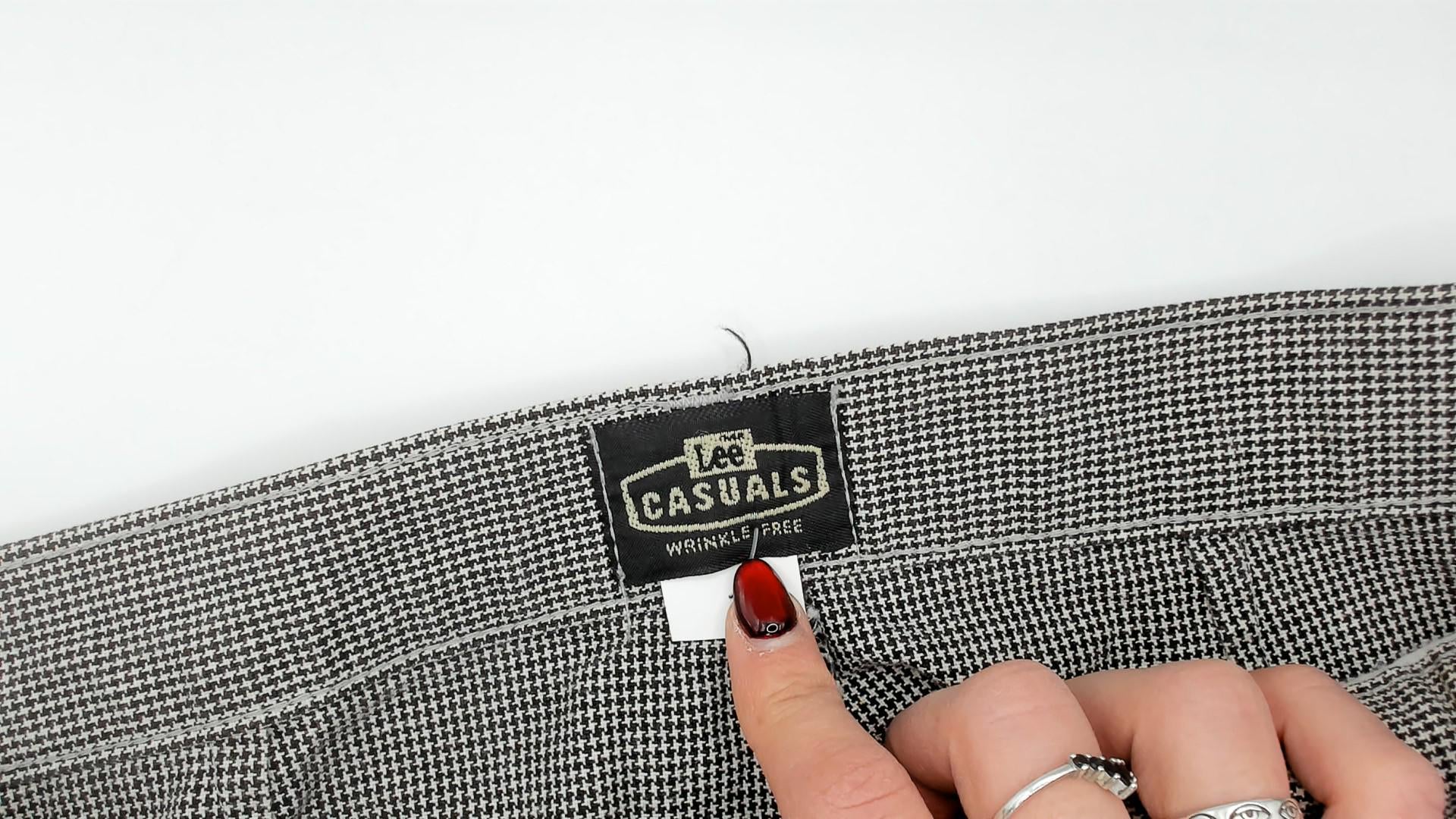80s Lee Casuals Gray Houndstooth High Waist Tapered Ankle Trousers 29