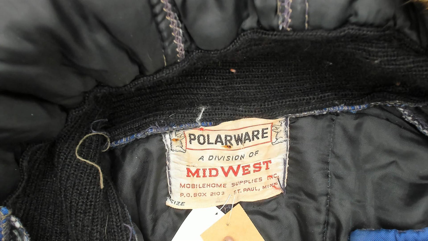 70s Polarware Ski Suit Blue Snowsuit Fur Hood American Flag Mens Medium