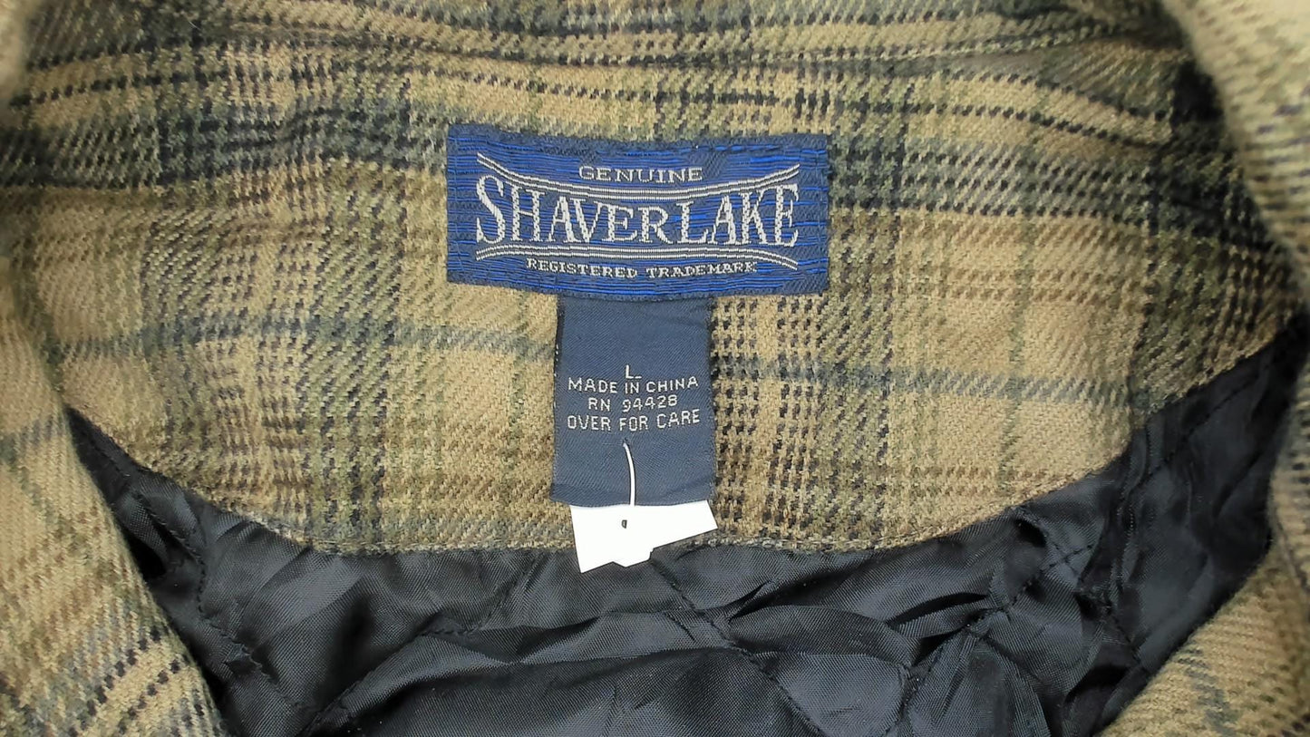 Y2K Shaver Lake Plaid Shirt Jacket Brown Green Checked Collared Large L