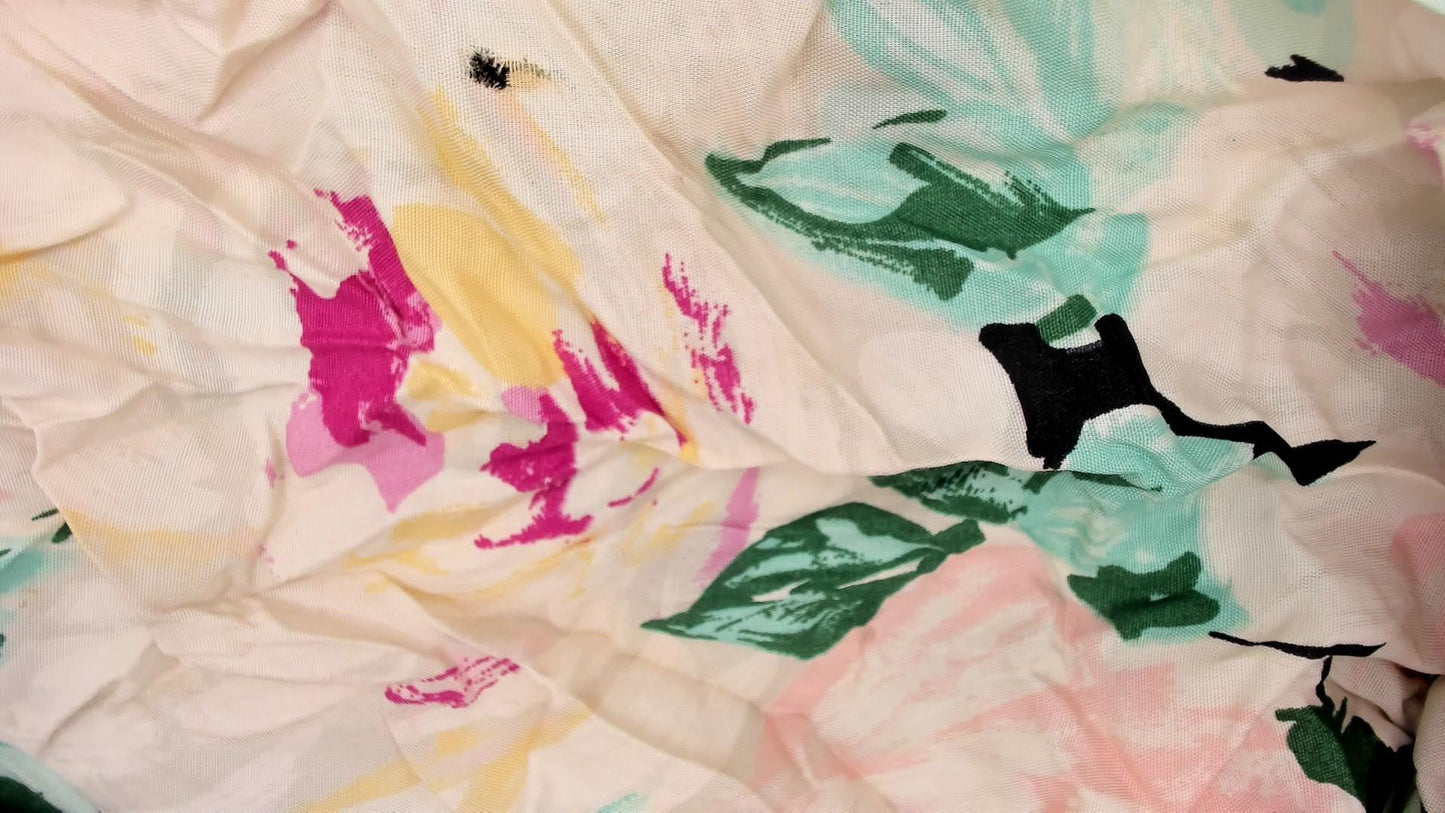90s Carol Anderson Pastel Floral Maxi Dress Cream Pink Yellow Green Medium