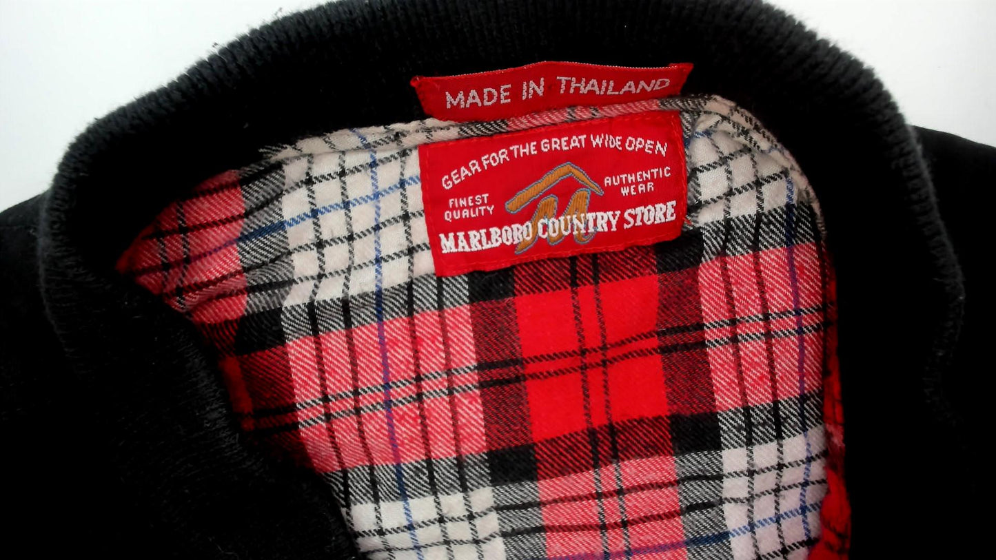 90s Marlboro Country Store Reversible Vest Black Plaid Cotton Large L