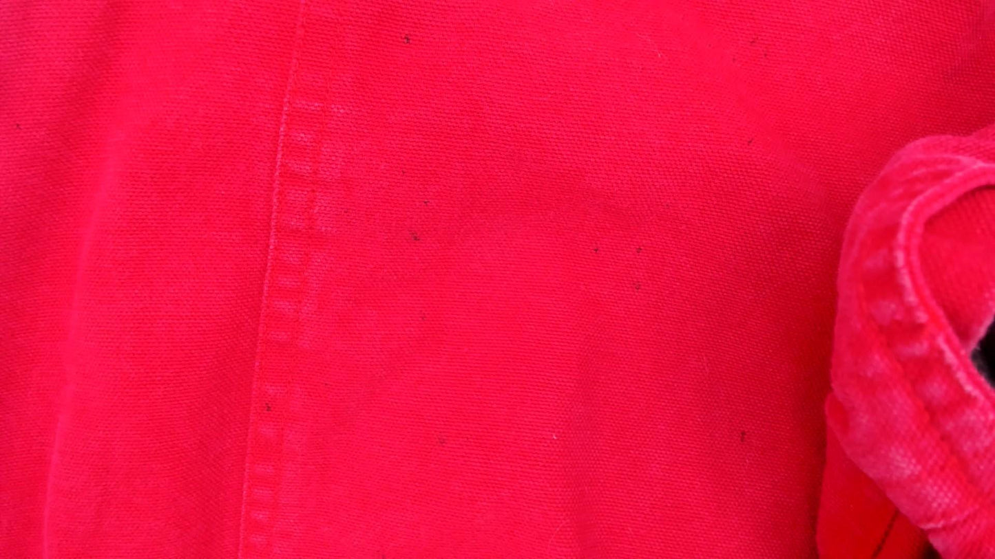 90s Marlboro Red Cotton Barn Jacket Leather Collar Workwear Extra Large XL