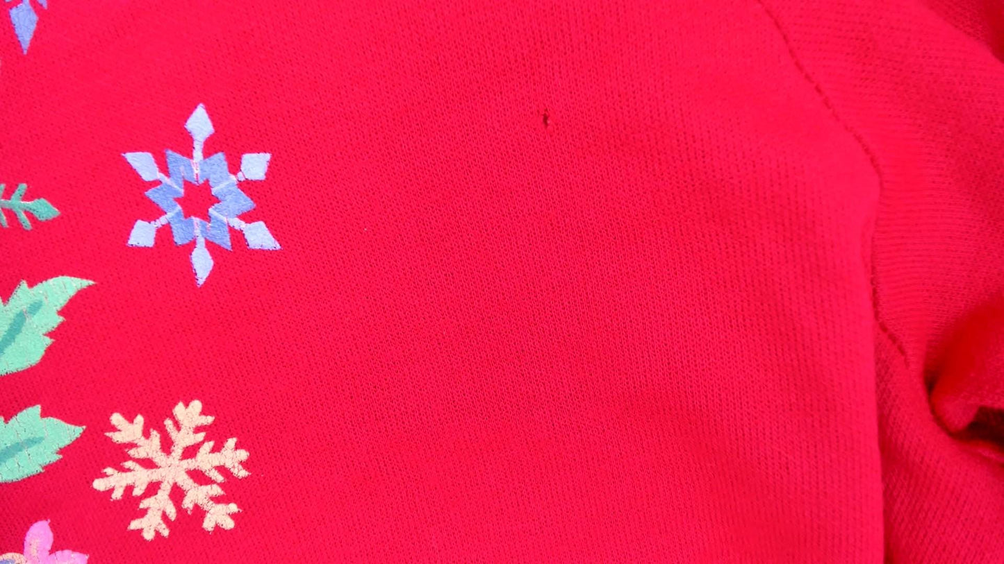 90s Hot Pink Floral Snowflake Embroidered Sweatshirt Crewneck Extra Large XXL