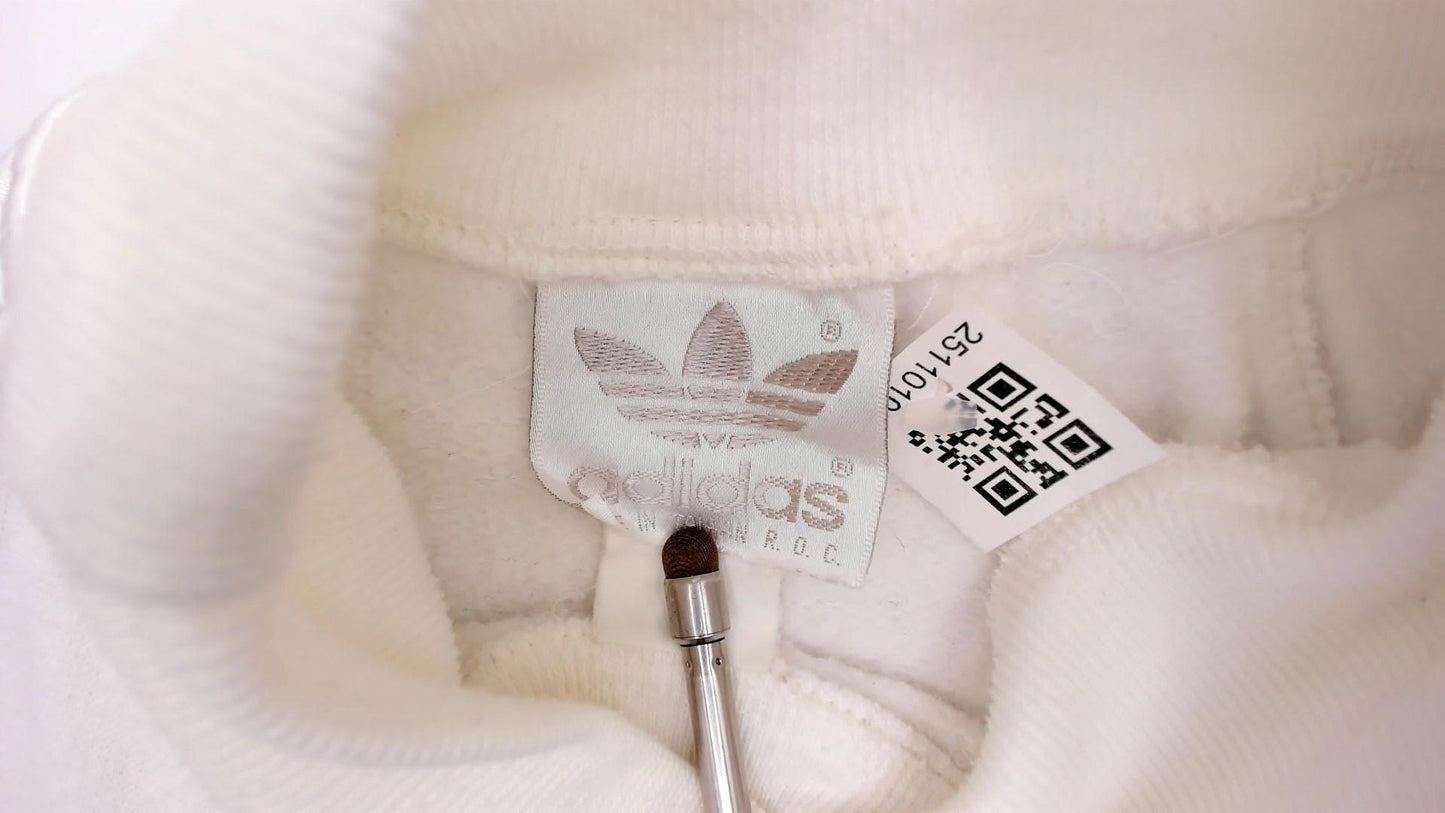 90s Adidas White Rhinestone Snowflake Sweatshirt Satin Panel Medium M