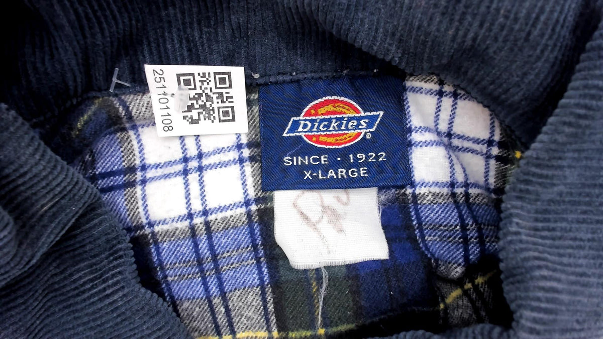 90s Dickies Porter Paints Work Jacket Cream Corduroy Collar Flannel Lined Extra Large