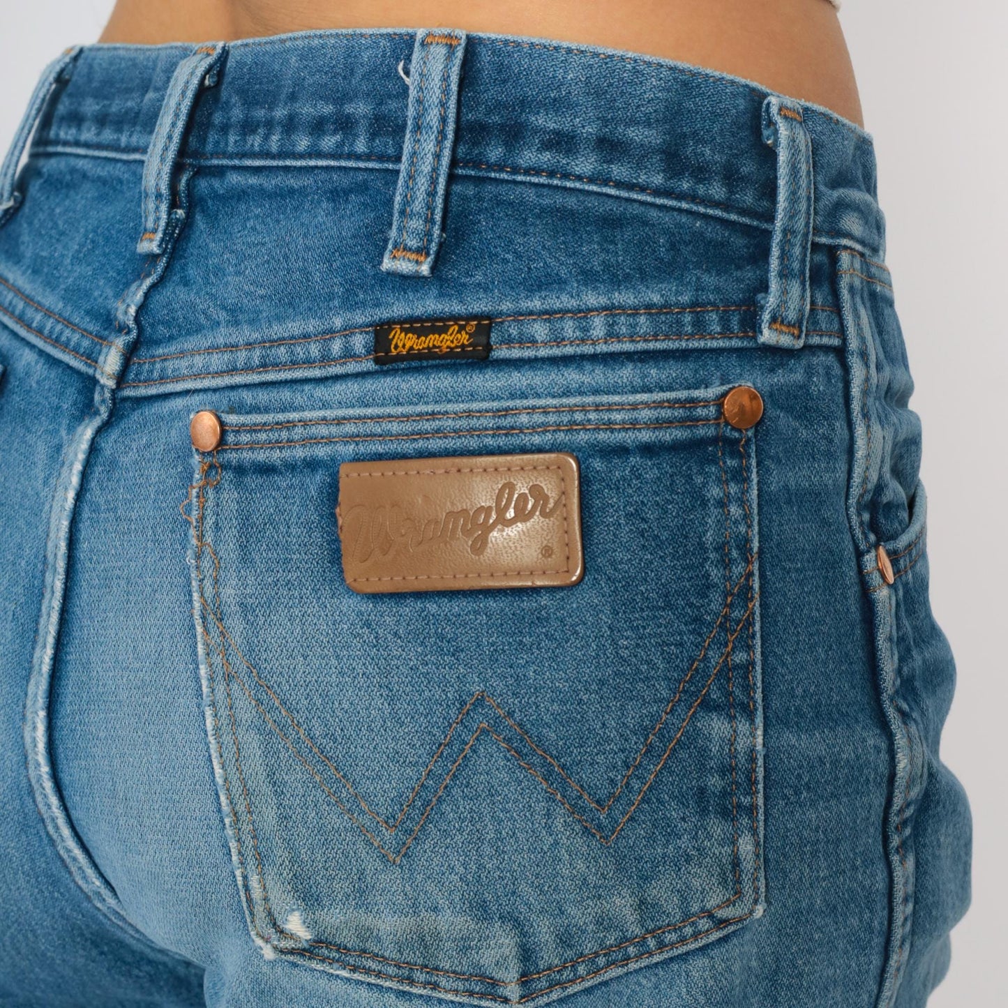 00s Wrangler Distressed Jeans Light Blue Denim Straight Leg Mens 33 Waist