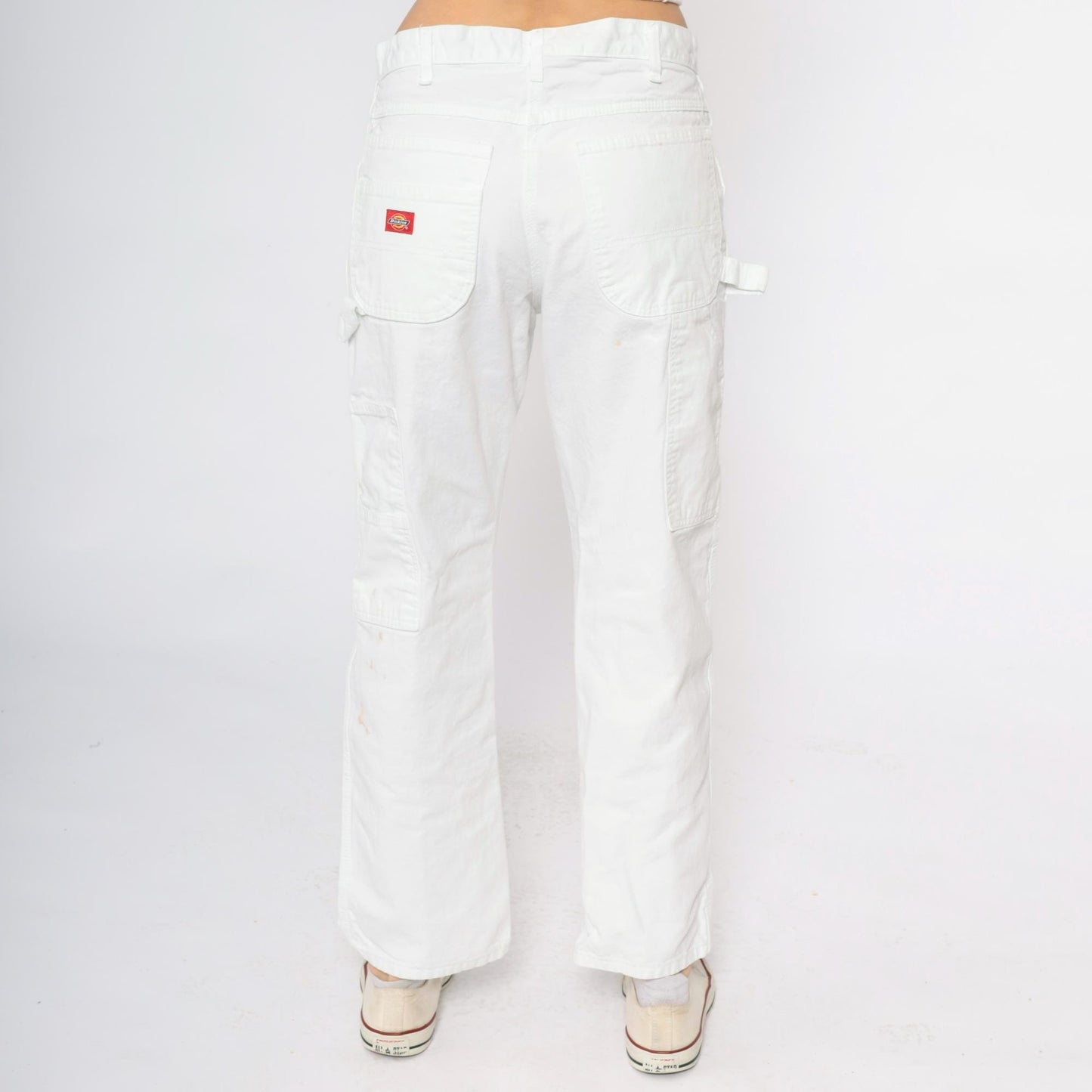 Y2K Dickies White Cargo Pants Distressed Workwear Cotton 32