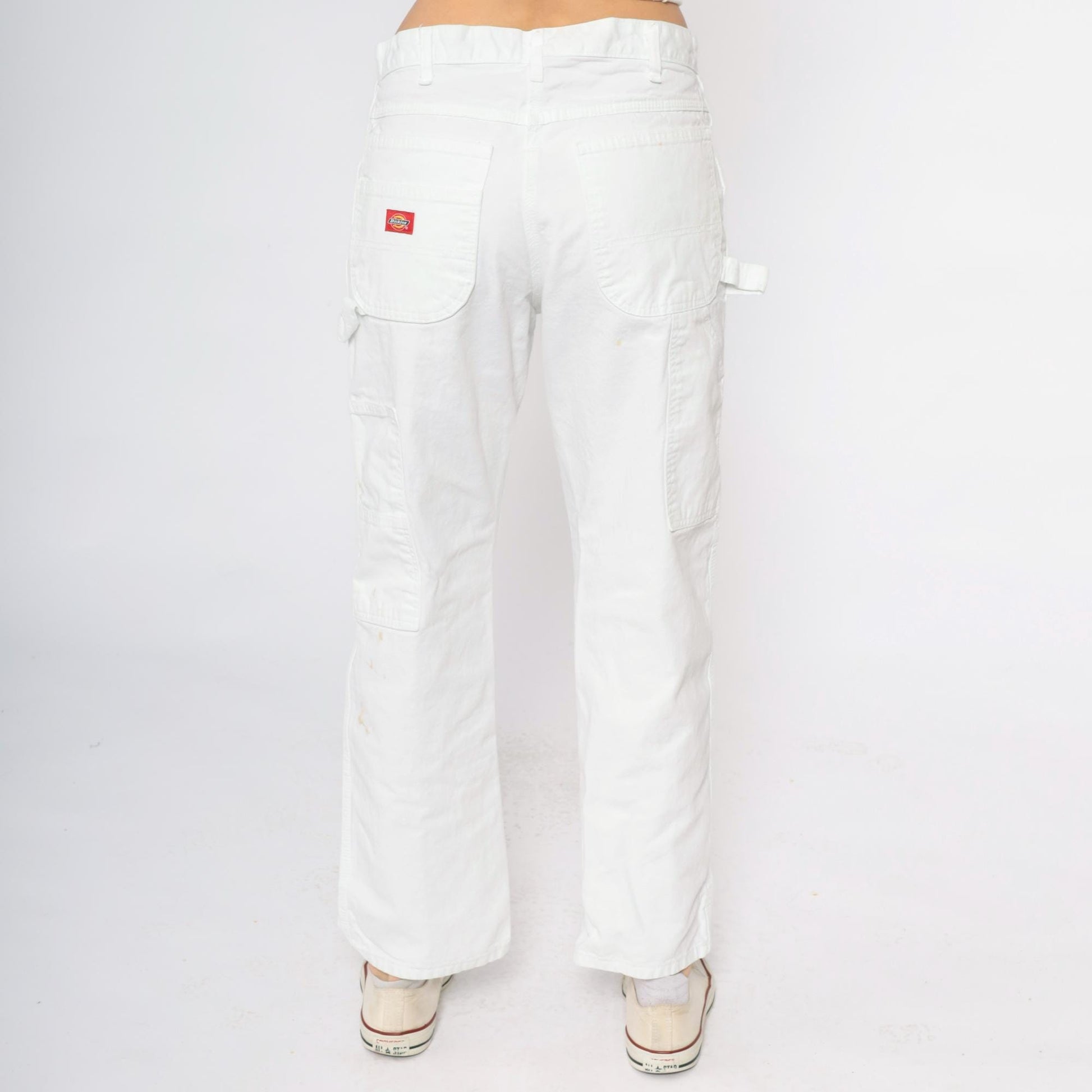 Y2K Dickies White Cargo Pants Distressed Workwear Cotton 32