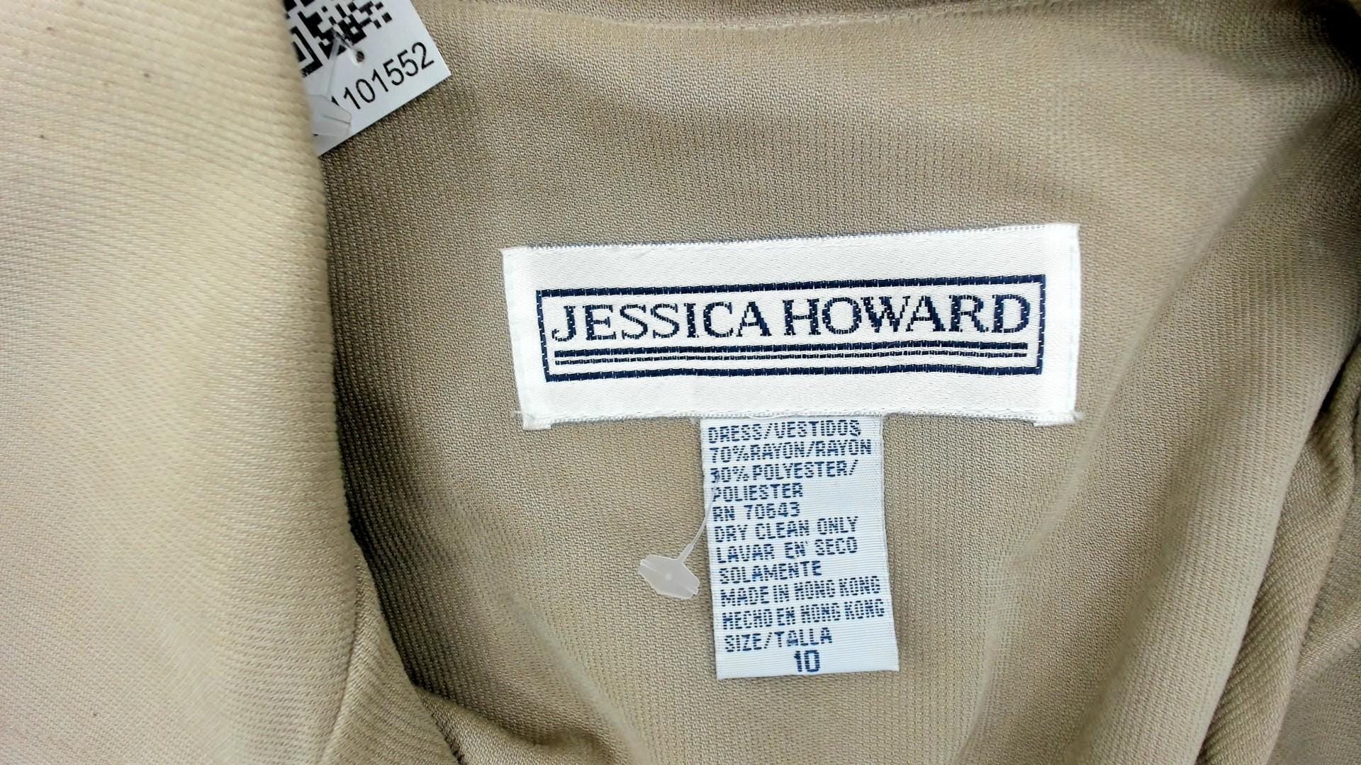 90s Jessica Howard Tan Maxi Shirt Dress Collared Button Front Medium
