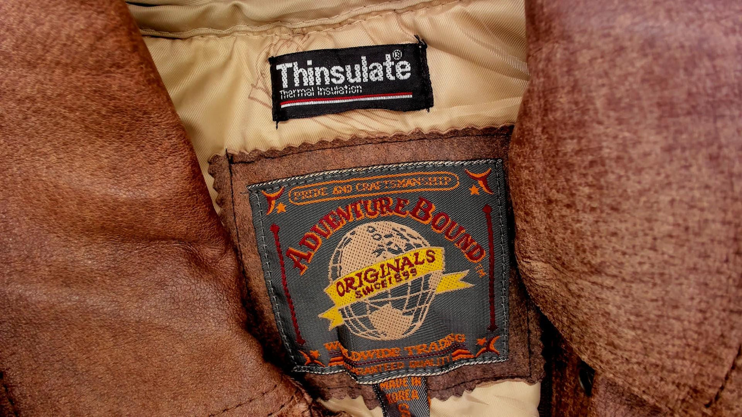 90s Adventure Bound Brown Leather Jacket Cropped Belted Small S