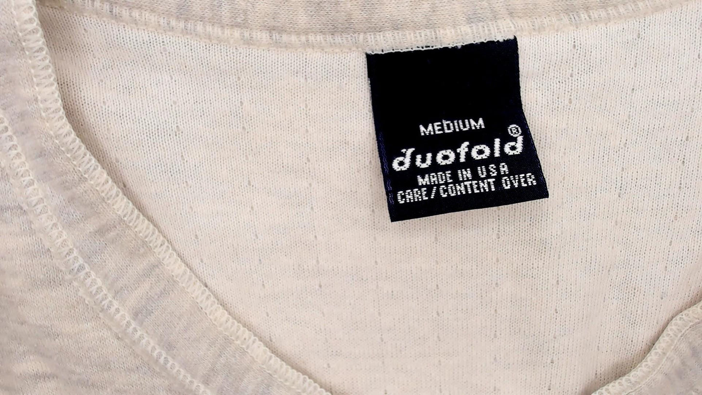 80s Duofold Union Suit Thermal Onesie Cream Cotton Wool Drop Seat Medium