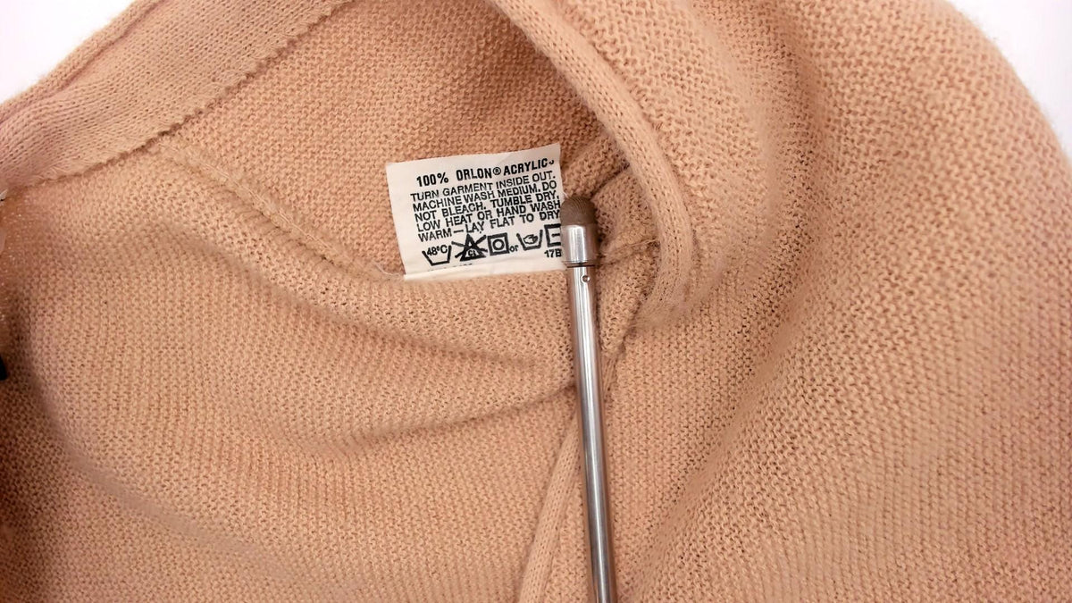 80s Robert Bruce Camel Cardigan V-Neck Button Front Tan Ribbed Large L