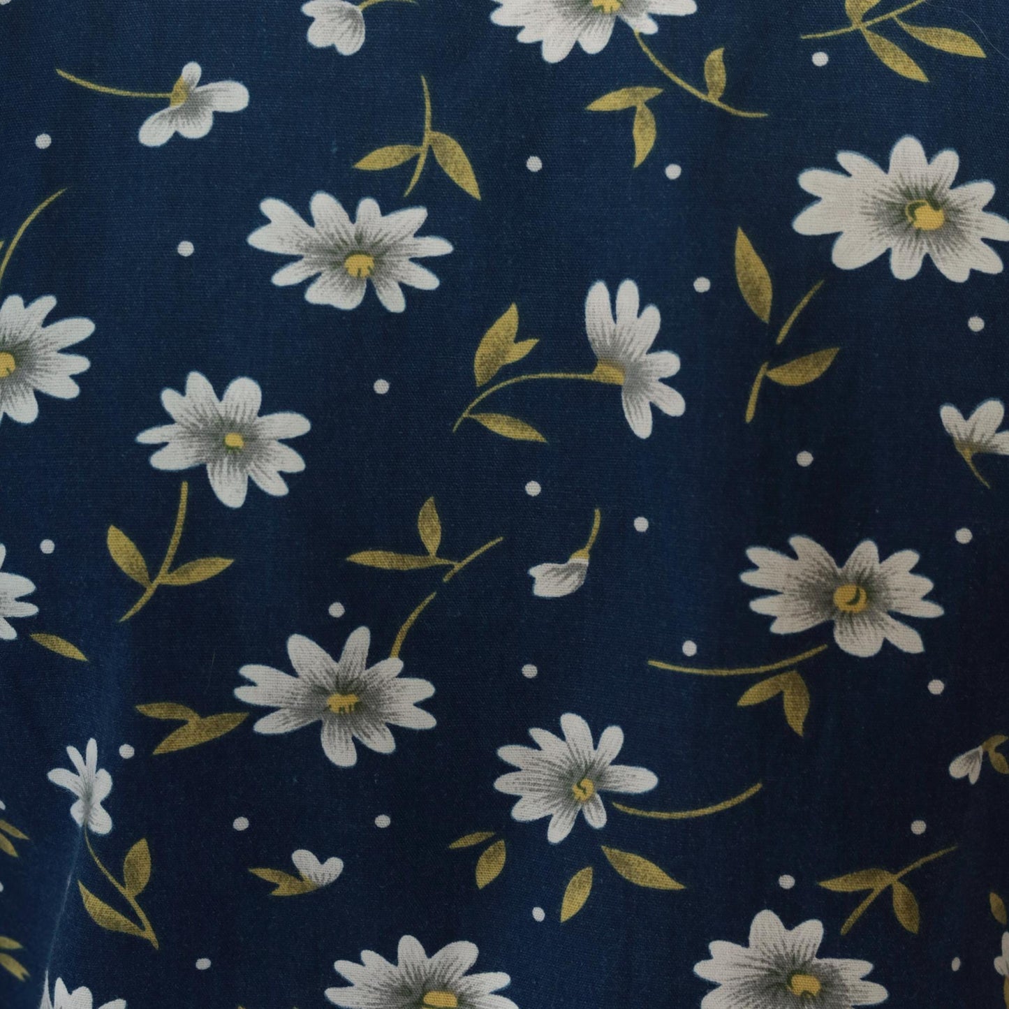 90s Carole Navy Floral Daisy Dress Collared Button Front Cotton Medium M