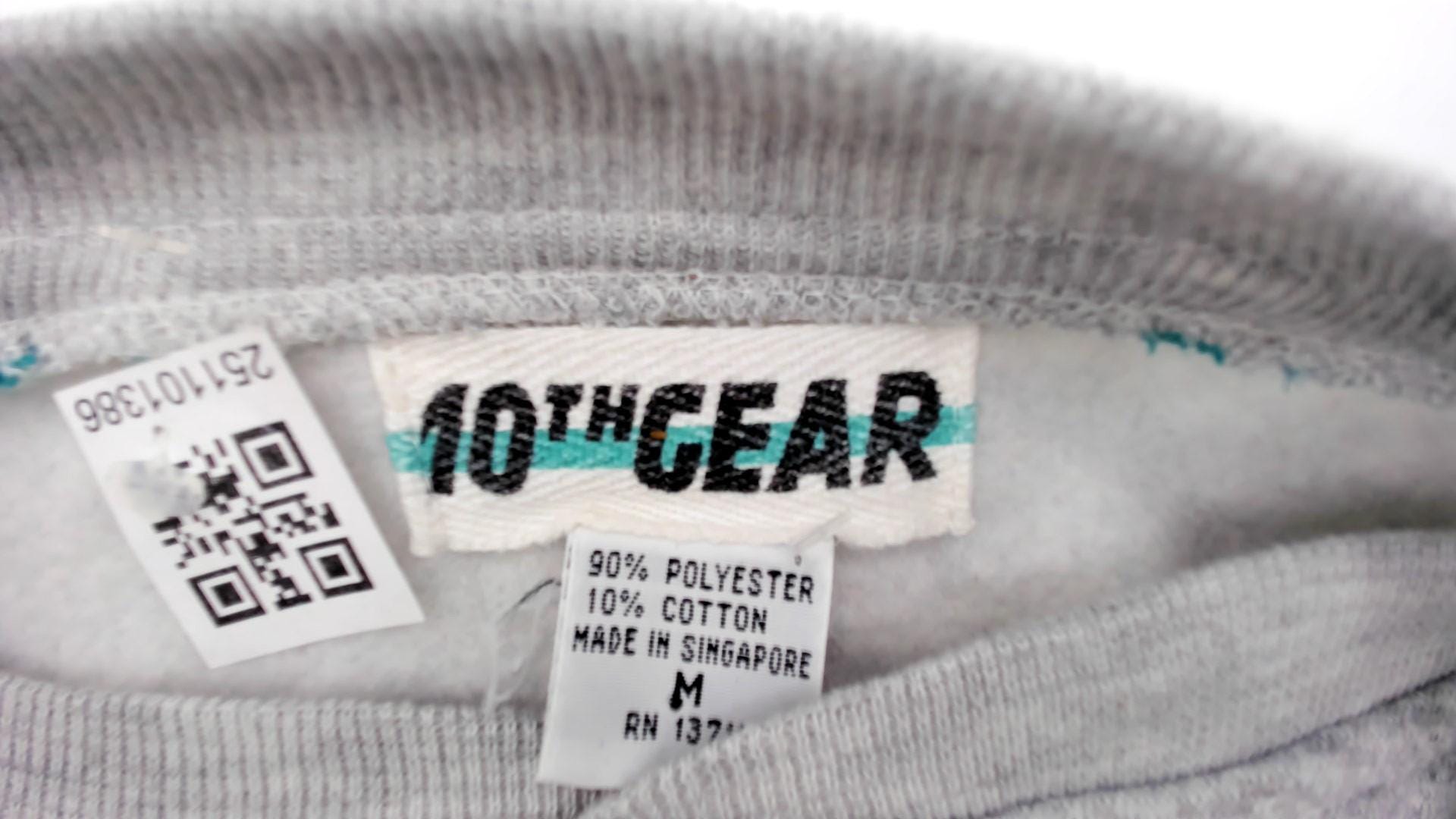 90s Teal Colorblock Sweatshirt Grey Striped Sleeve Crewneck Medium M