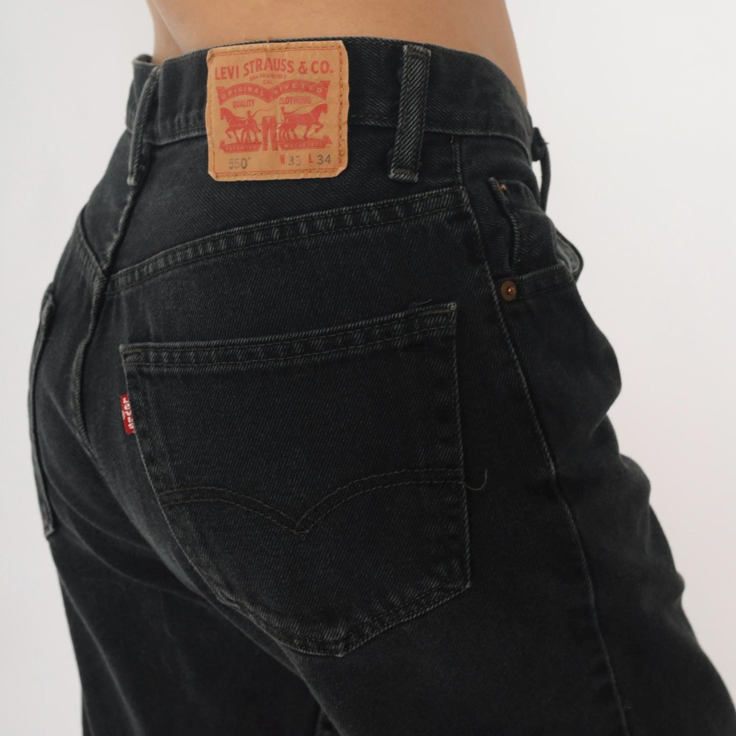 Levi's 550 Black Denim Jeans Y2K Relaxed Fit High Rise 33x34