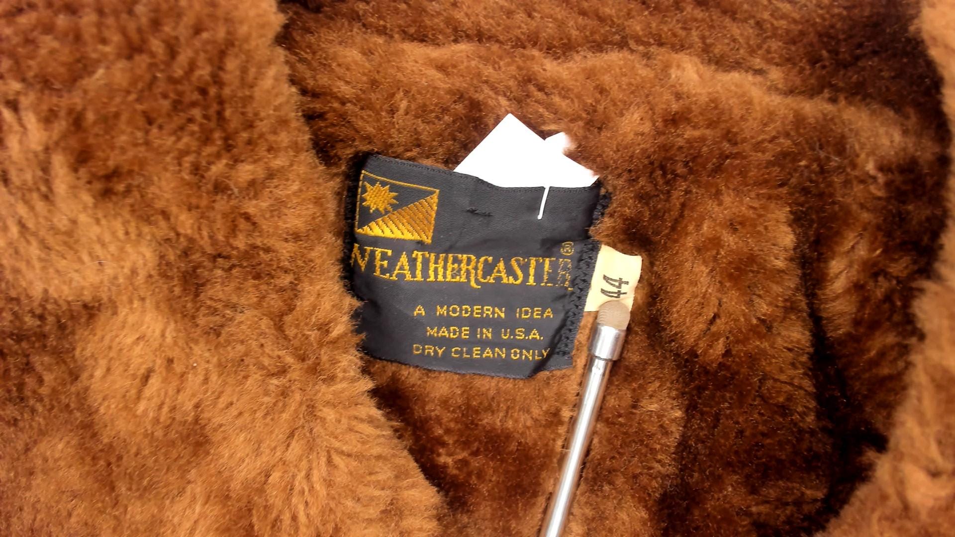 80s Weathercastle Bomber Jacket Beige Faux Fur Collar Lined Large