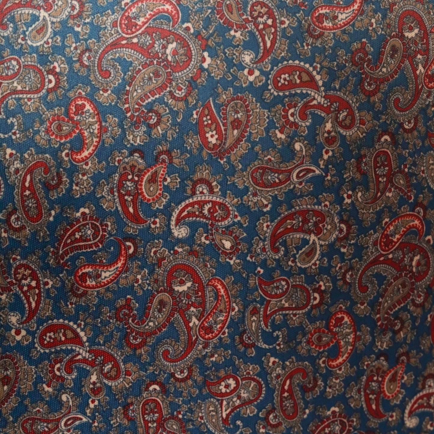 70s Paisley Shirt Dress Collared Button Front Long Sleeve Blue Large L