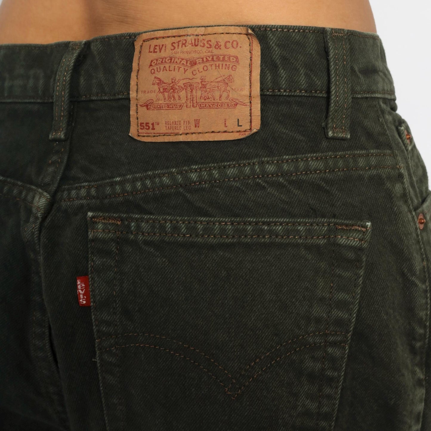 90s Levi's 551 Olive Green High Waist Straight Leg Jeans Large L