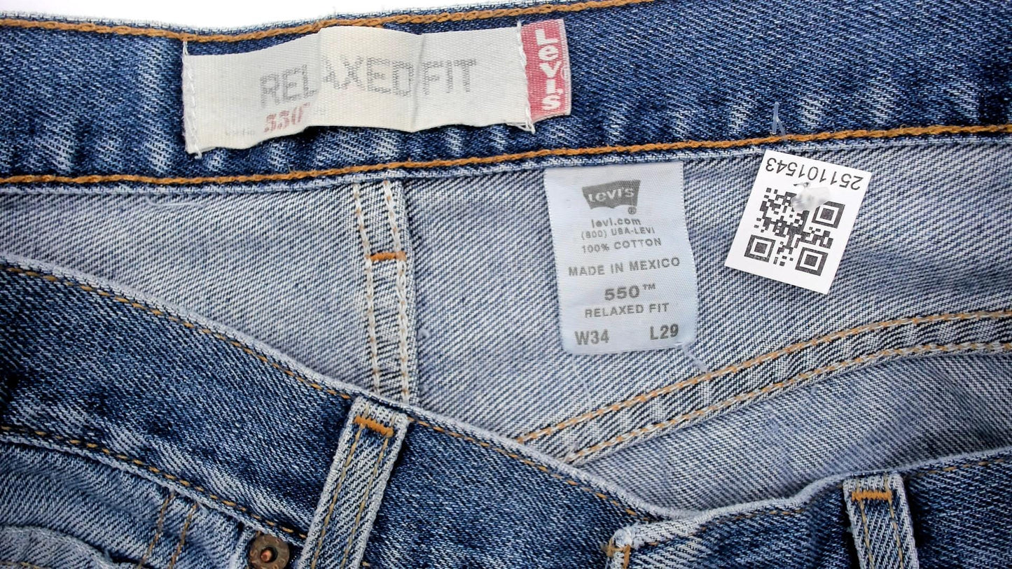 Y2K Levi's 550 Light Wash Distressed Jeans Ripped Thighs Relaxed Fit 34x29