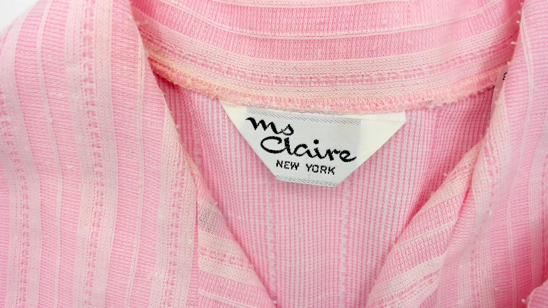 80s Pink Striped Shirt Dress Midi Polo Collar Button Front Medium