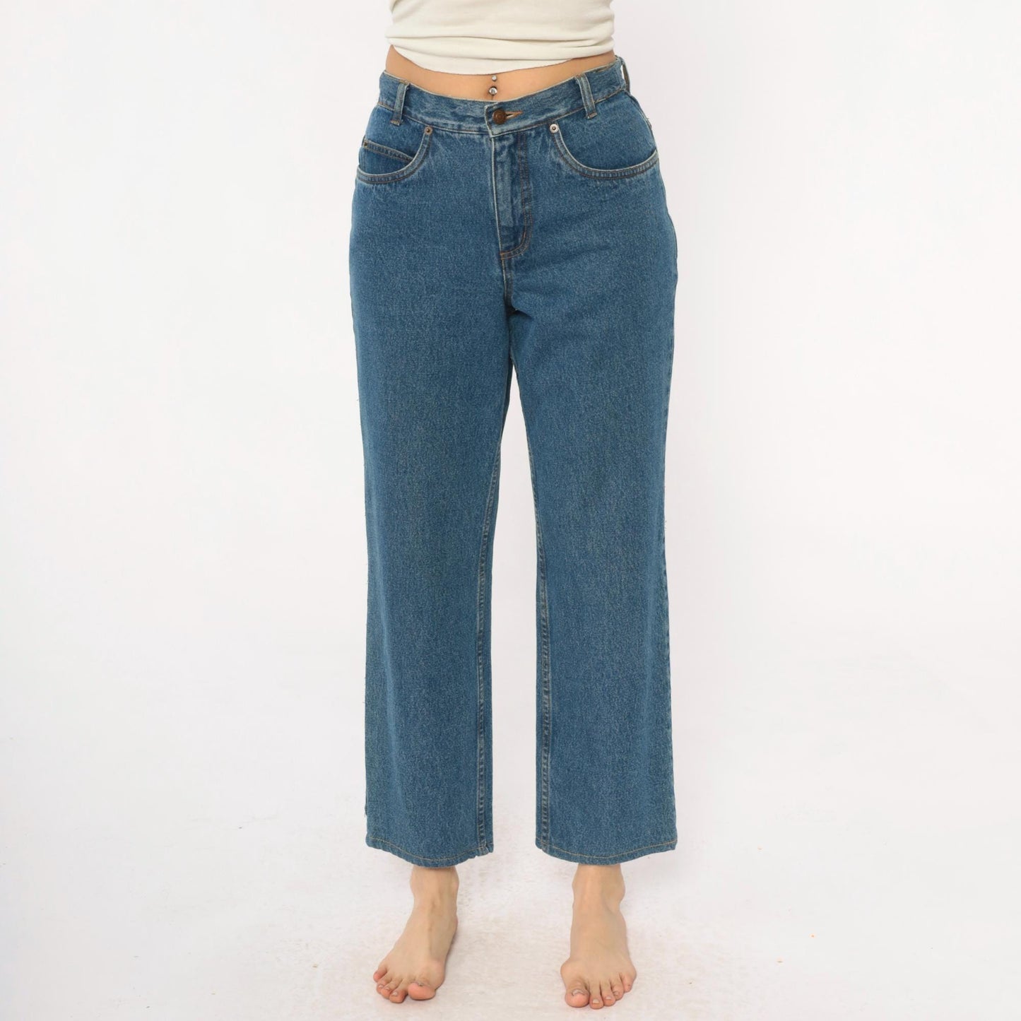 Y2K Pendleton Wide Leg Cropped Jeans High Waist Medium Blue Denim Small