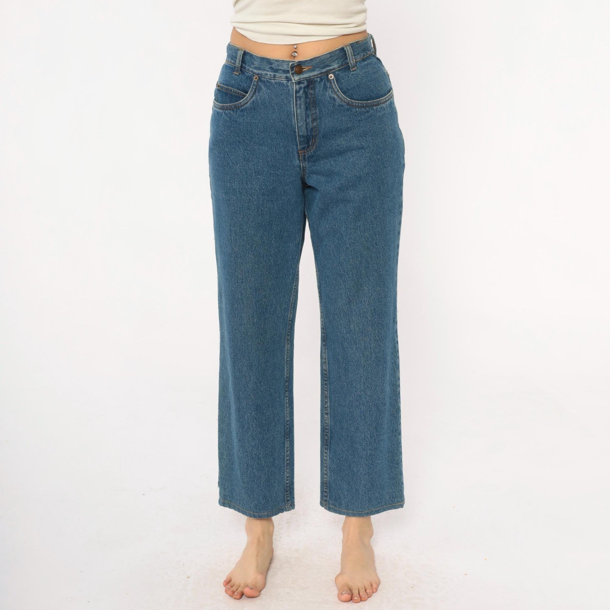 Y2K Pendleton Wide Leg Cropped Jeans High Waist Medium Blue Denim Small