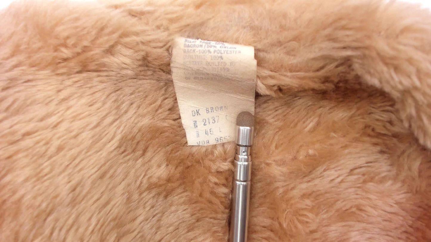 70s JC Penney Brown Suede Sherpa Jacket Western Rancher Coat Extra Large XL