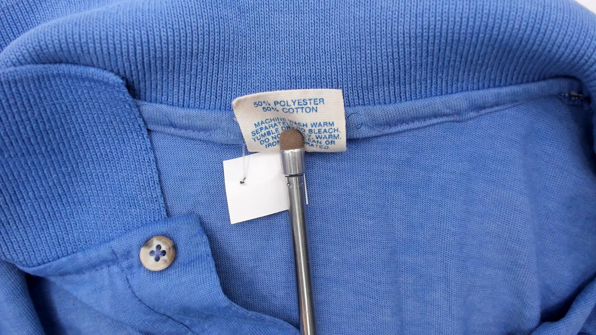 80s Disney Mickey Mouse Polo Cornflower Blue Embroidered Shirt Medium M