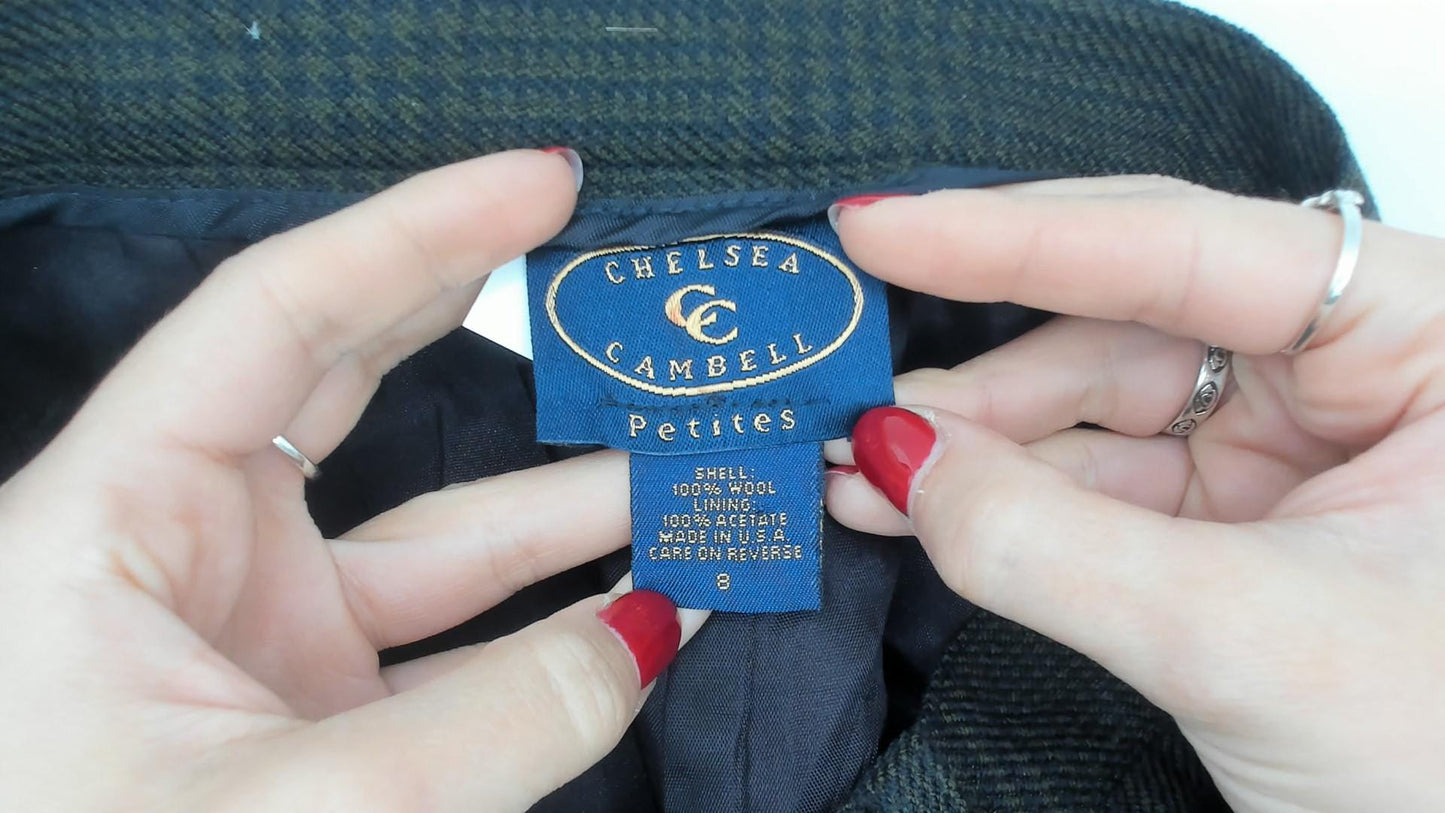80s Chelsea Campbell Wool Trousers Blue High Waisted Pleated Tapered Medium