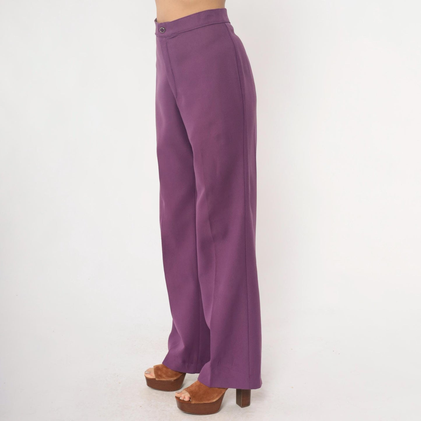 70s Levi's Purple High Waisted Wide Leg Trousers Medium M