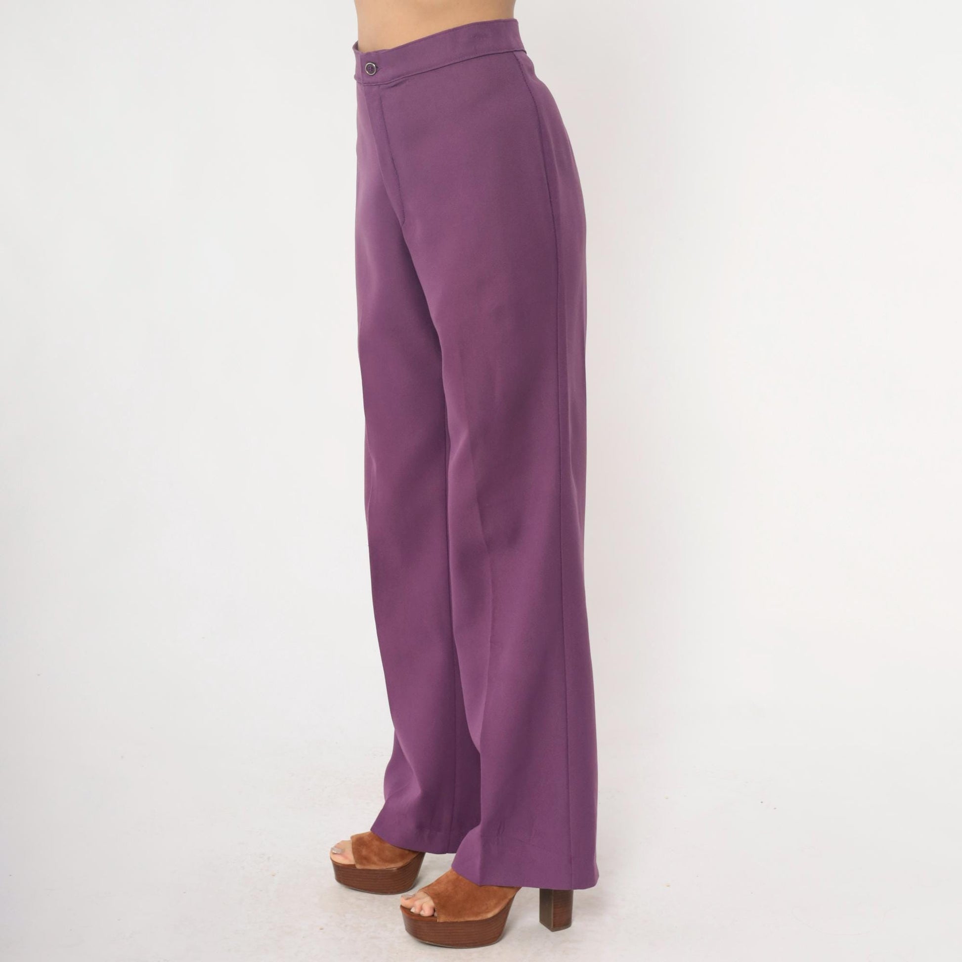 70s Levi's Purple High Waisted Wide Leg Trousers Medium M