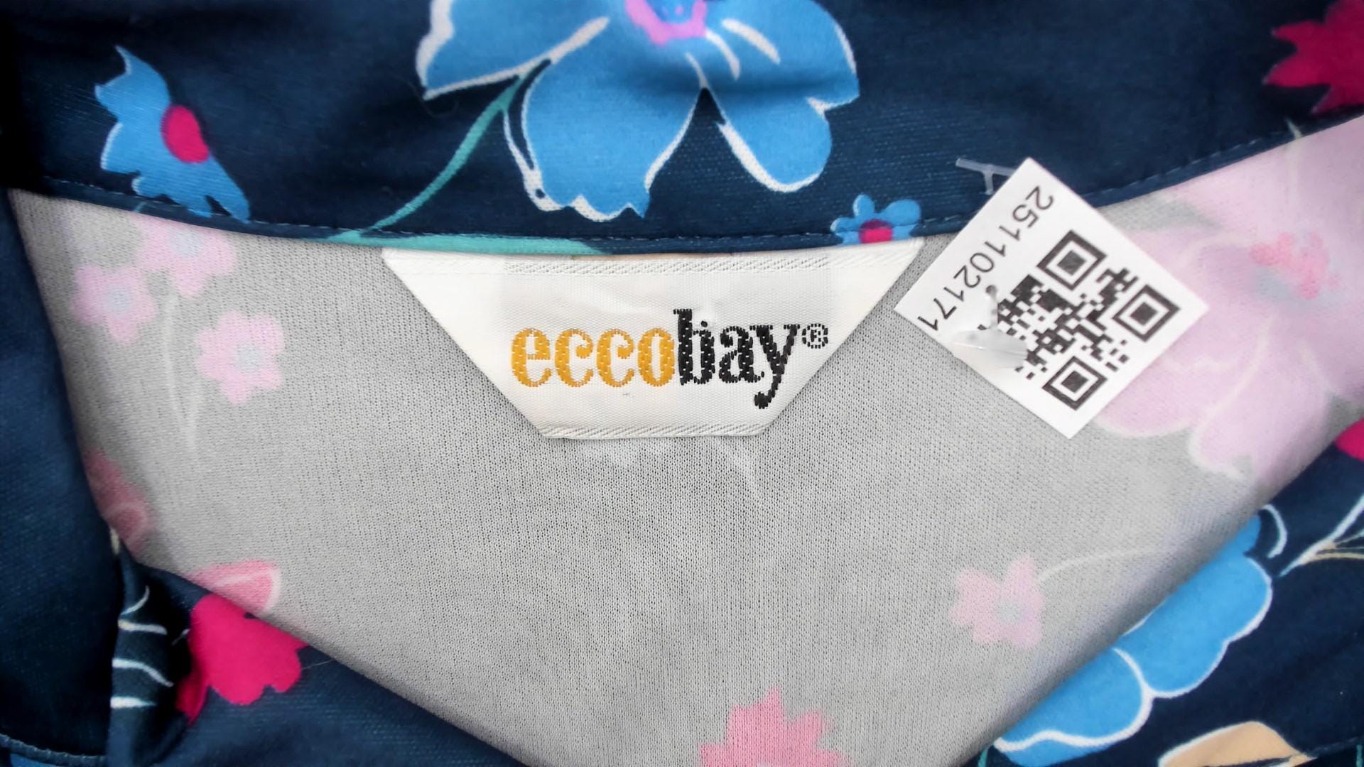 80s Teal Floral Blouse Navy Pink Purple Flowers Long Sleeve Button Up Medium