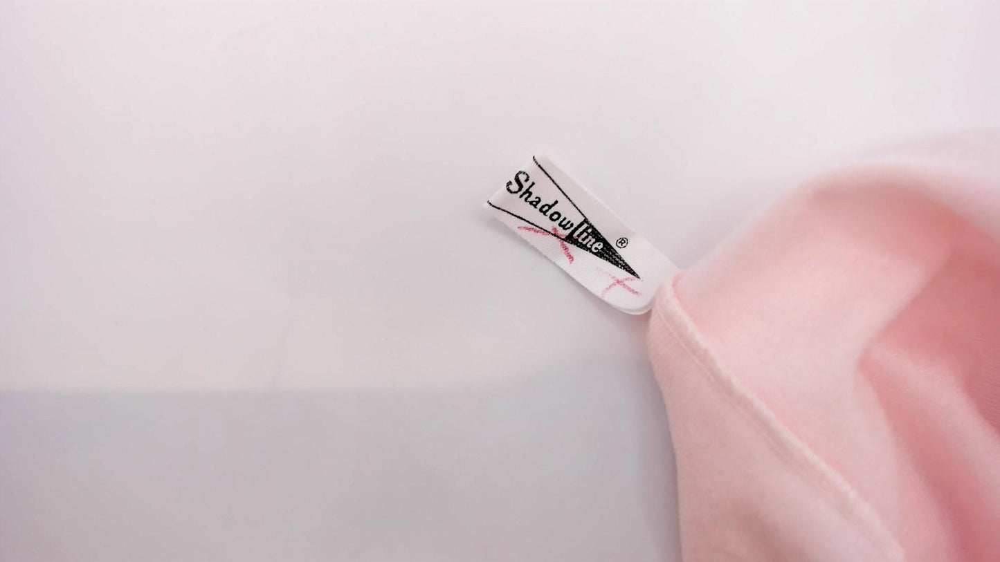 80s Shadowline Nylon Blouse Peter Pan Collar Embroidered Floral Pink Small