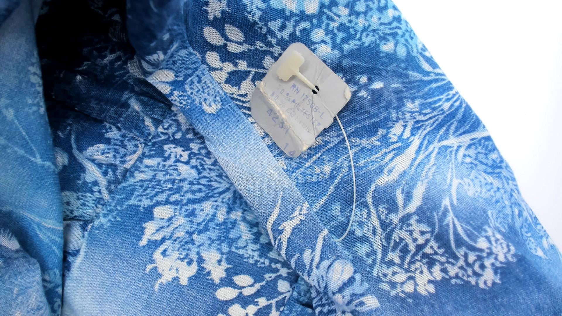 70s Blue Floral Angel Sleeve Maxi Dress Wrap Bodice Small Medium