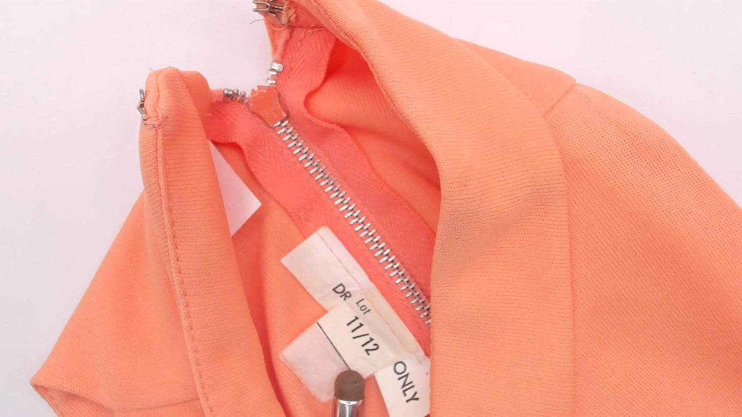70s Peach Halter Maxi Dress Keyhole Cutout Empire Waist Small