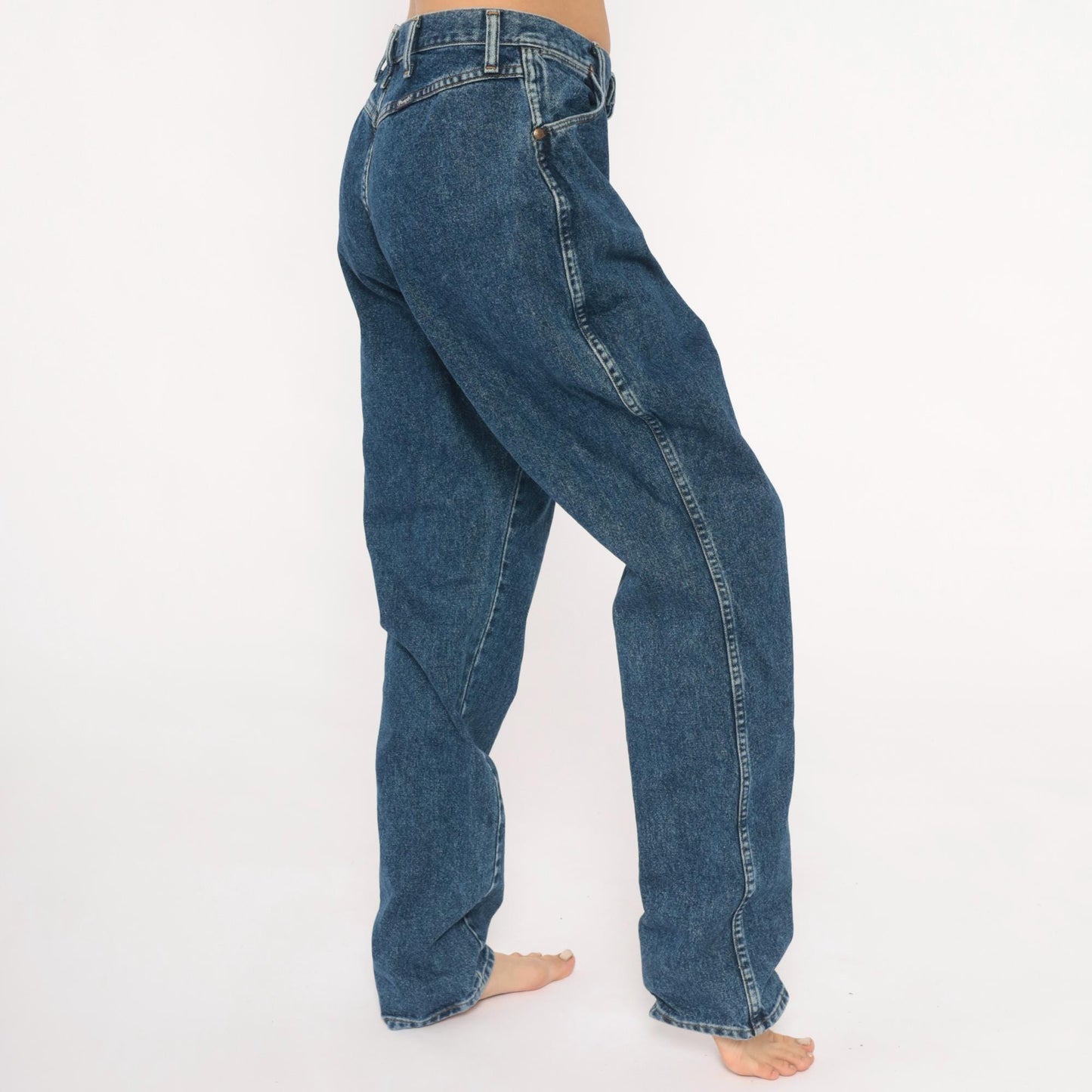 Wrangler High Rise Straight Leg Jeans Dark Wash Denim 32x33