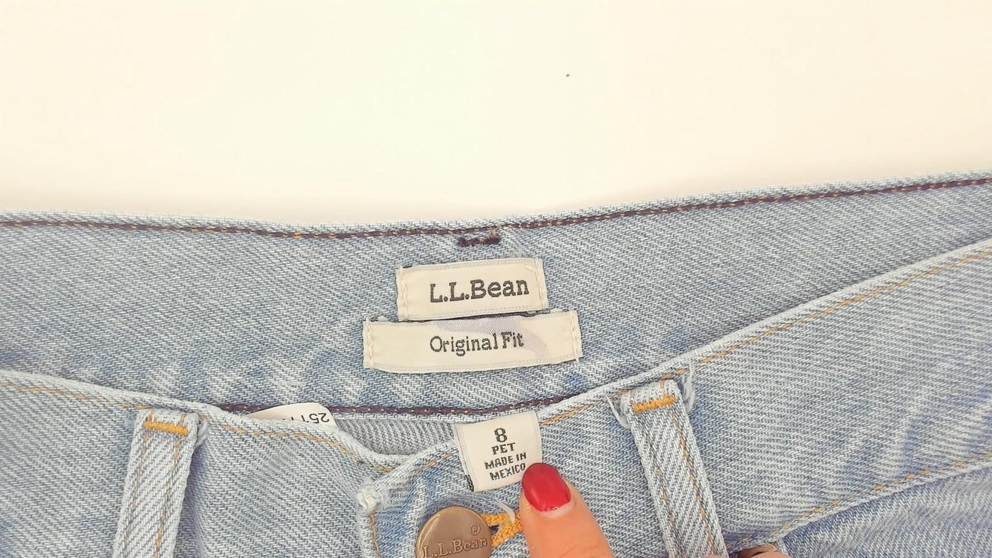 LL Bean Light Wash Denim Cutoff Shorts High Waist Bermuda Blue Medium M